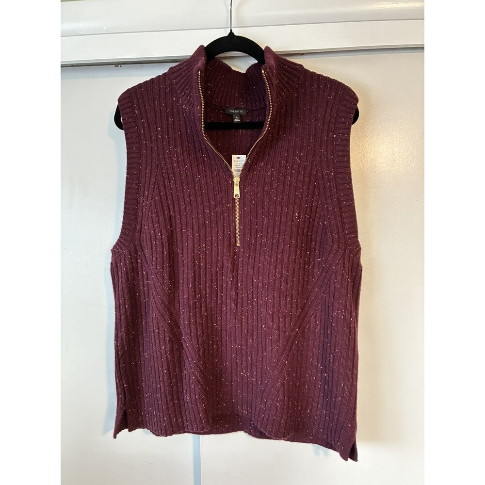 NWT Talbots Sweater Vest Women's Size XL Zipper Maroon‎ wine color layer capsule